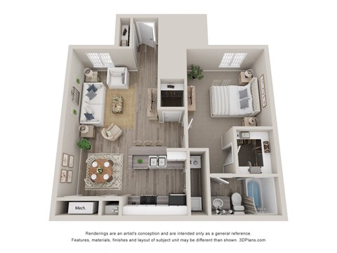 The Ashe Floorplan 789 sft